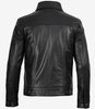 Schwarze Trucker-Jacke aus Leder für Herren mit vier Taschen