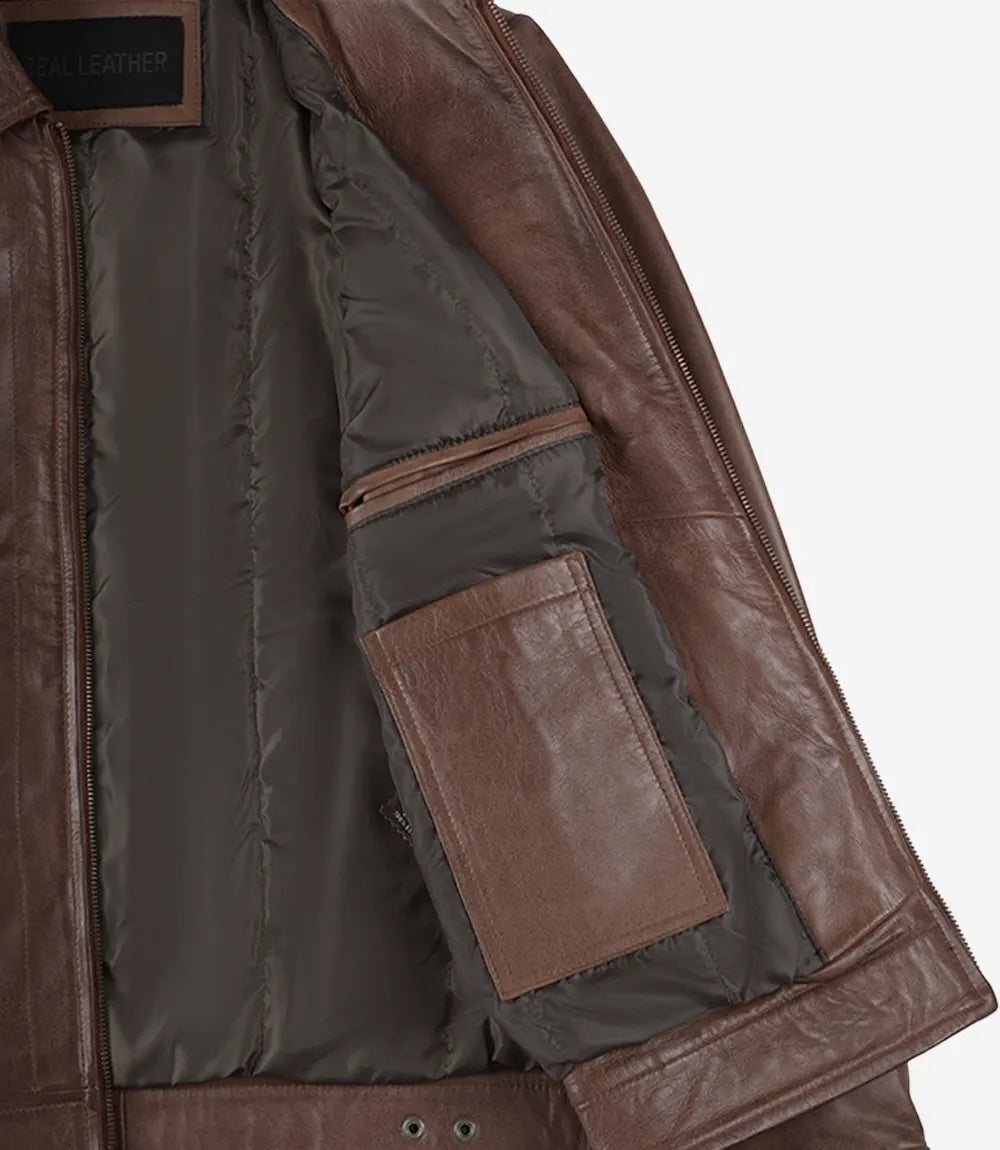 Reeves Herren Harrington Cognac Echtlederjacke