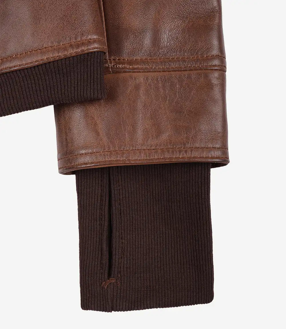 Tralee Damen Cognac Wachs-Bomberlederjacke mit abnehmbarer Kapuze