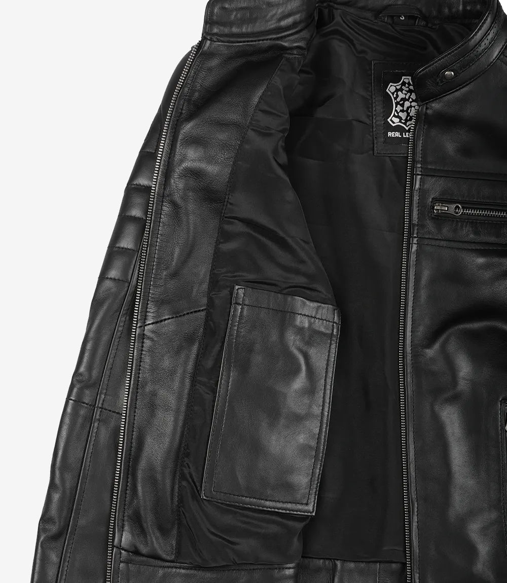 Schwarze Lederjacke im Biker-Stil für Damen