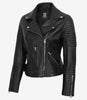 Feinste schwarze Lederjacke im Biker-Stil für Damen