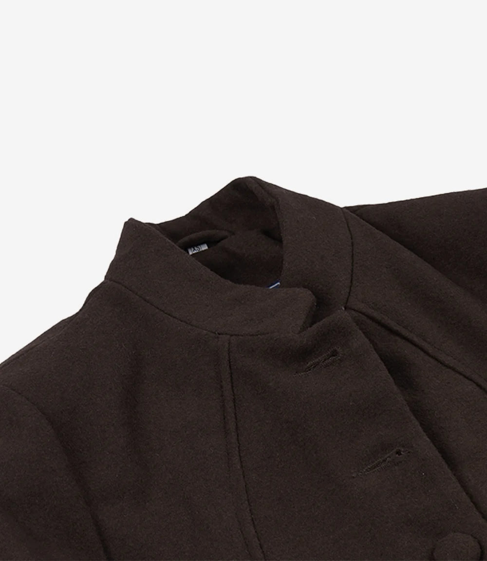 Women's Brown Wool Military Jacket – Mandarin Collar