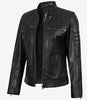 Schwarze Lederjacke im Biker-Stil für Damen