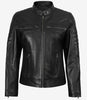 Schwarze Lederjacke im Biker-Stil für Damen