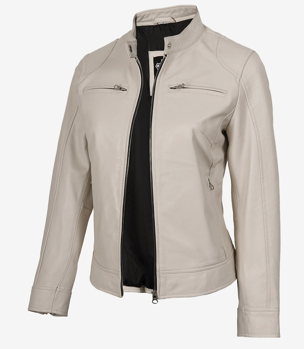 Off-White Lederjacke im Biker-Stil für Damen