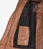 Hellbraune Lederjacke im Biker-Stil für Damen