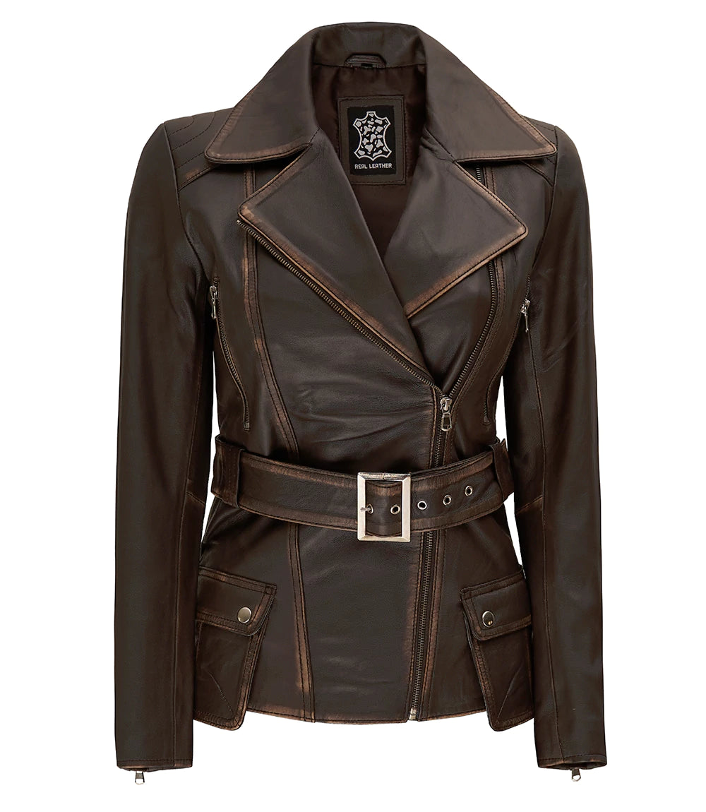 Womens Vintage Brown Leather Jacket
