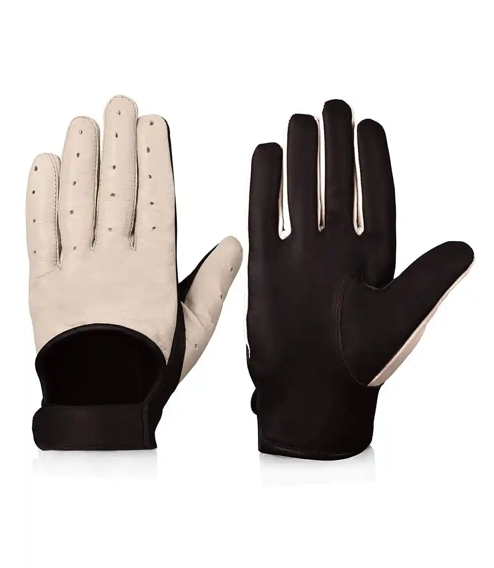 Beige and Brown Leather Gloves