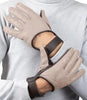 Beige and Brown Leather Gloves