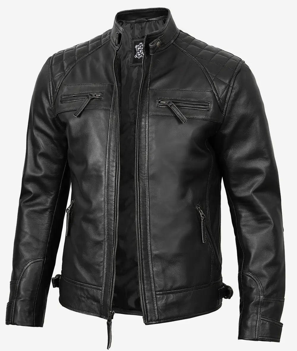 Johnson Black Leather Jacket Men