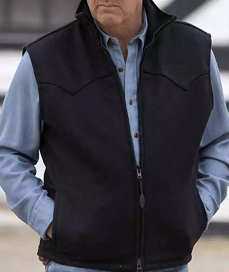 Mens Black Cotton Vest