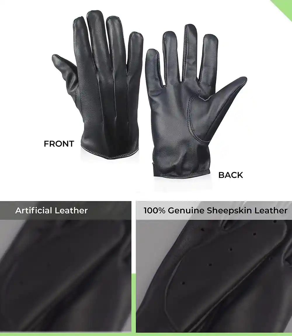 Mens Genuine Black Leather Gloves