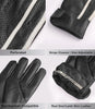 Mens White Stripe Perforated Black Leather Gloves