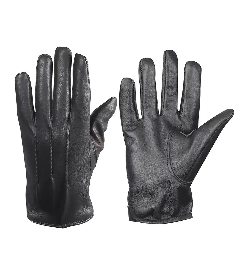 Mens Black Lined Leather Gloves