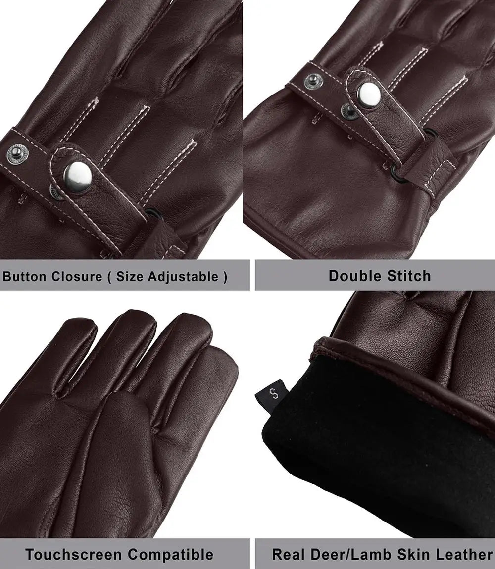 Leather Brown Motorcycle Gloves