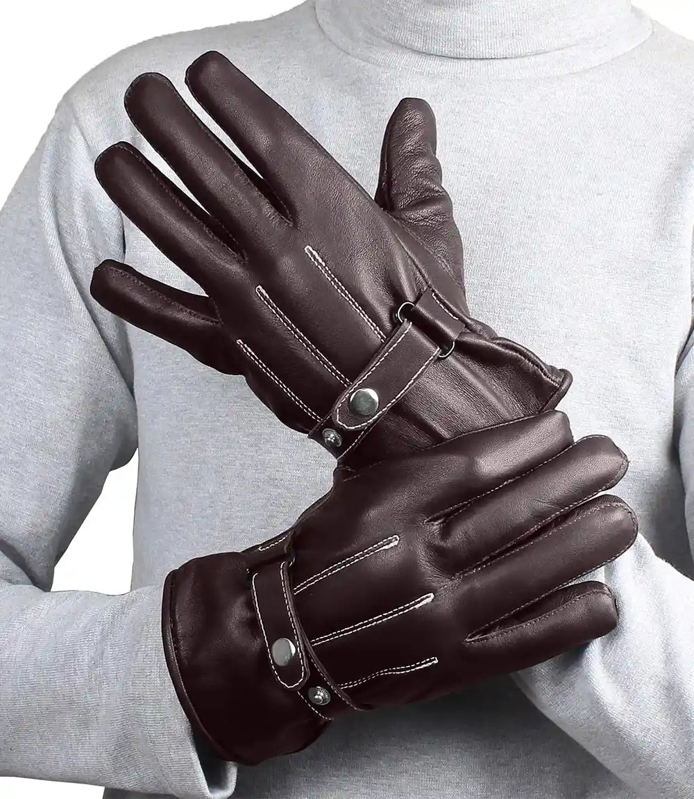 Leather Brown Motorcycle Gloves