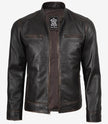 Braune Lederjacke im Used-Look für Herren im Biker-Stil