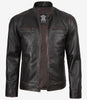 Braune Lederjacke im Used-Look für Herren im Biker-Stil