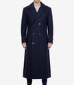 Men's Dark Blue Double-Breasted Wool Coat