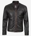 Braune Lederjacke im Used-Look für Herren im Biker-Stil