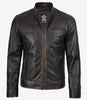 Braune Lederjacke im Used-Look für Herren im Biker-Stil