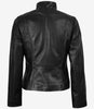 Arezoo Women's Black Real Leather Jacket with Asymmetrical Zip Closure