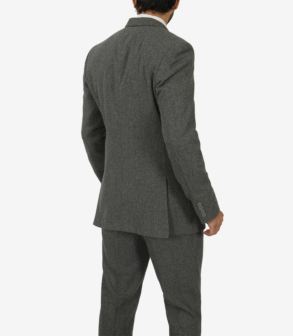 Men's Three-Piece Two-Button Gray Gangster Suit