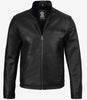Schwarze Rindslederjacke im Biker-Stil für Herren