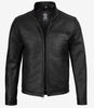 Schwarze Rindslederjacke im Biker-Stil für Herren