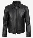 Schwarze Lederjacke von Mike Harrington für Herren