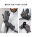 Mens Black Lined Leather Gloves