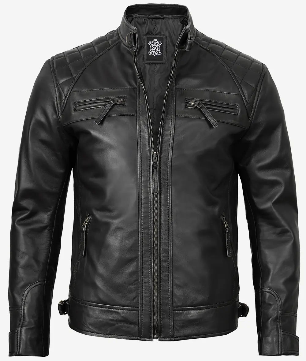 Johnson Black Leather Jacket Men