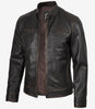 Braune Lederjacke im Used-Look für Herren im Biker-Stil