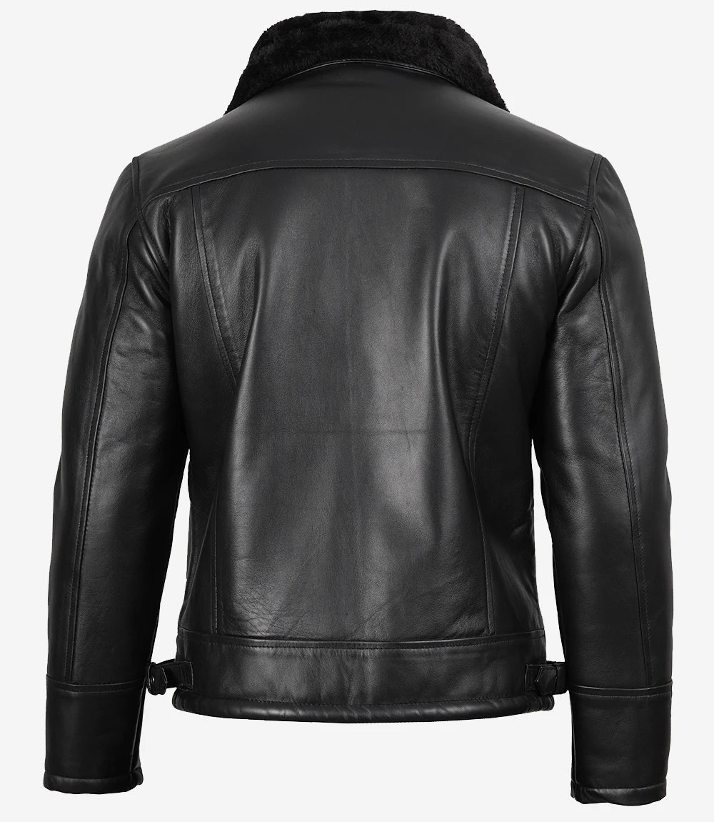 Men's B3 Bomber Black Shearling Leather Jacket