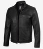 Schwarze Rindslederjacke im Biker-Stil für Herren