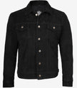 Klassische Trucker-Jacke aus schwarzem Wildleder für Herren