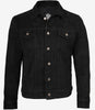 Klassische Trucker-Jacke aus schwarzem Wildleder für Herren
