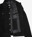 Klassische Trucker-Jacke aus schwarzem Wildleder für Herren
