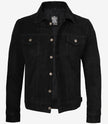 Klassische Trucker-Jacke aus schwarzem Wildleder für Herren