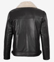 Dunkelbraune Lammfell-Lederjacke im Biker-Stil für Herren