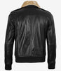 Schwarze Bomberjacke aus Leder mit Pelzkragen für Herren