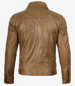 Herren-Truckerjacke aus echtem Leder, Kamelbraun