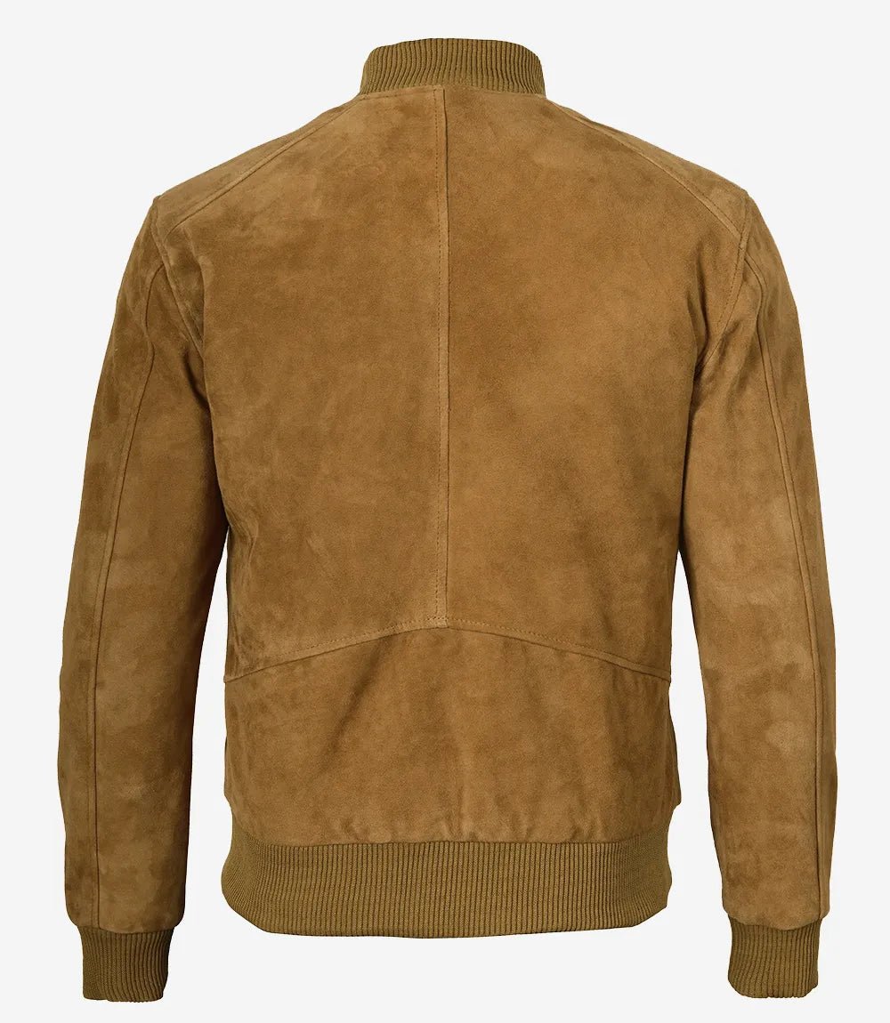 Hellbraune Bomberjacke aus Wildleder für Herren