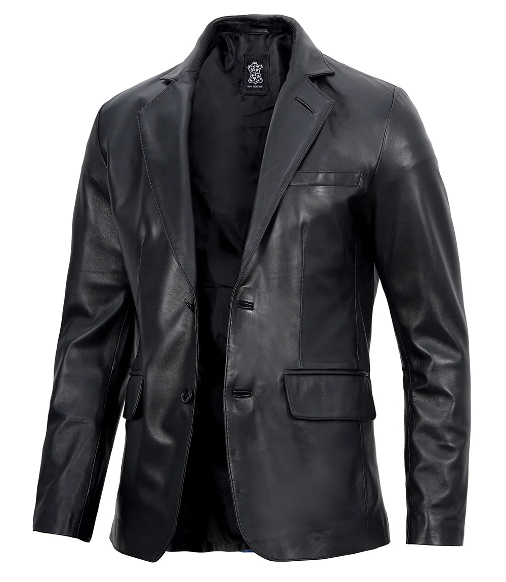 Mens Leather Blazer Jacket