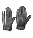 Mens White Stripe Perforated Black Leather Gloves