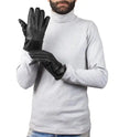Mens Black Lined Leather Gloves