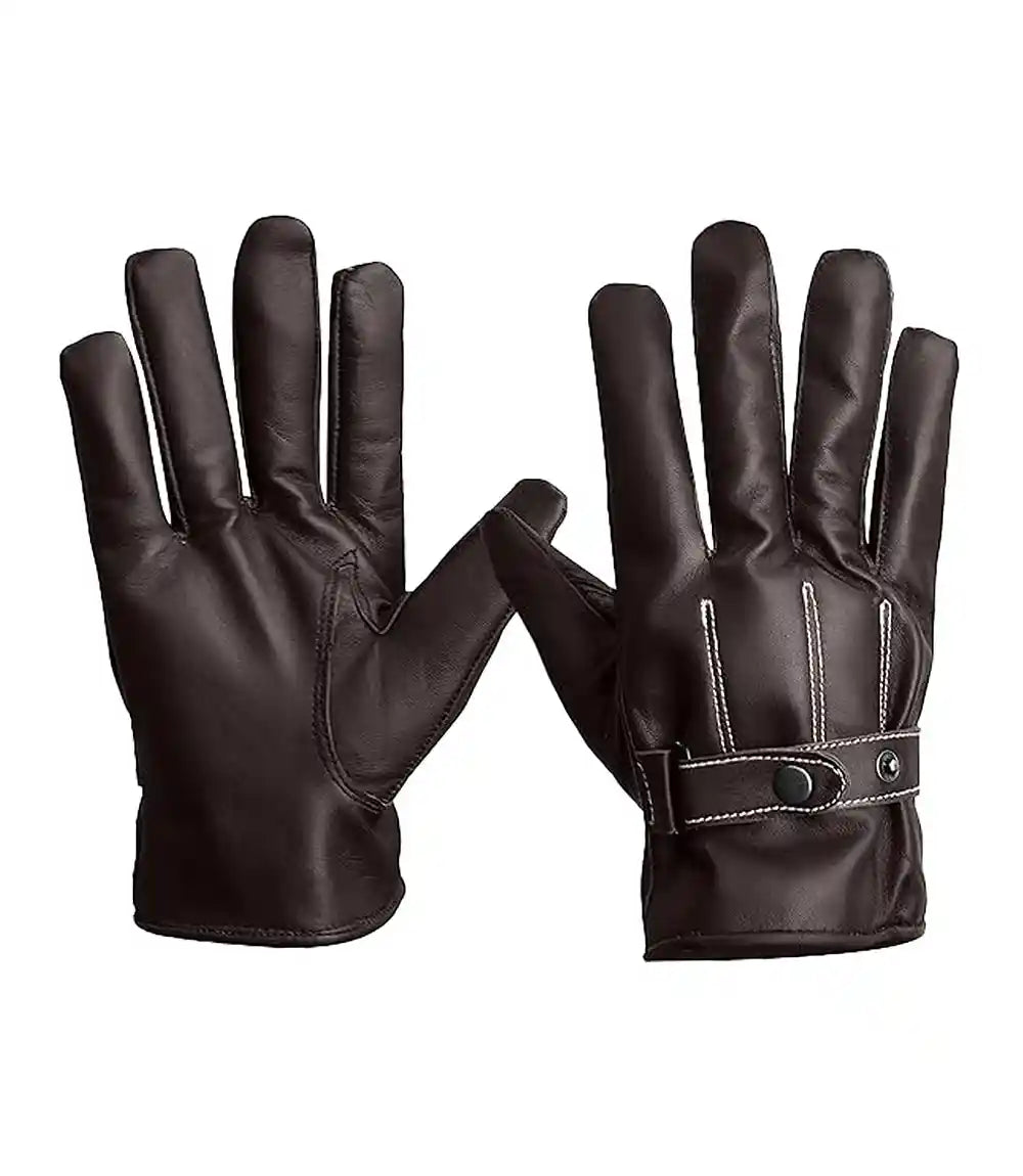 Leather Brown Motorcycle Gloves