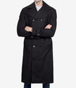 Kenney Men's Double-Breasted Black Wool Coat – Premium Quality