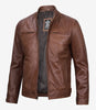 Große Cognac-Lederjacke im Bikerstil für Herren