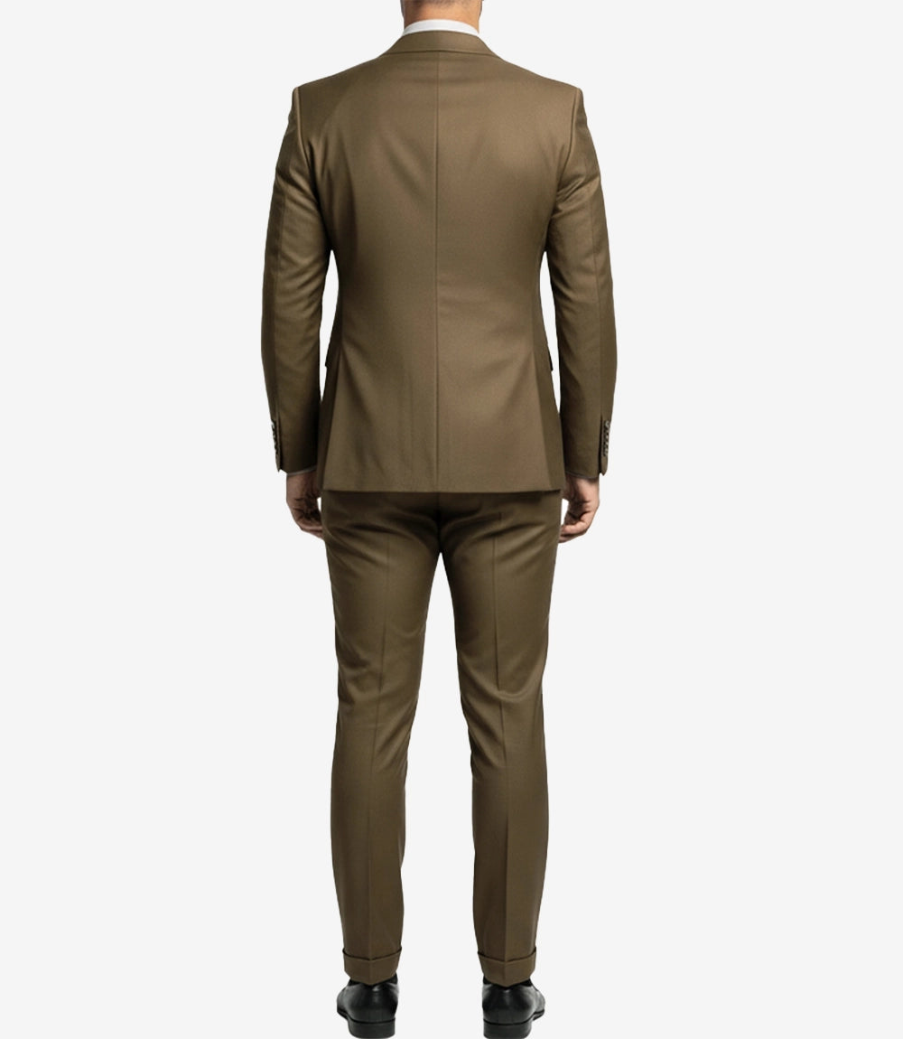 Men's Brown Peak Lapel 2-Piece Suit | Double-Breasted